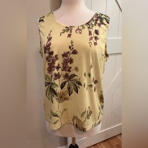 Floral Sleeveless Top - Cream and Purple